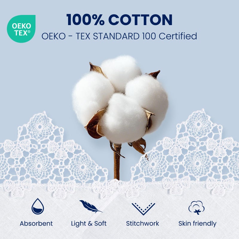 Selected Hanky Women's Cotton Handkerchiefs with Crohet Lace at Corner, Ladies Hankies for Bridal Wedding 12 Pcs Set, Textile Handkerchiefs - Image 4